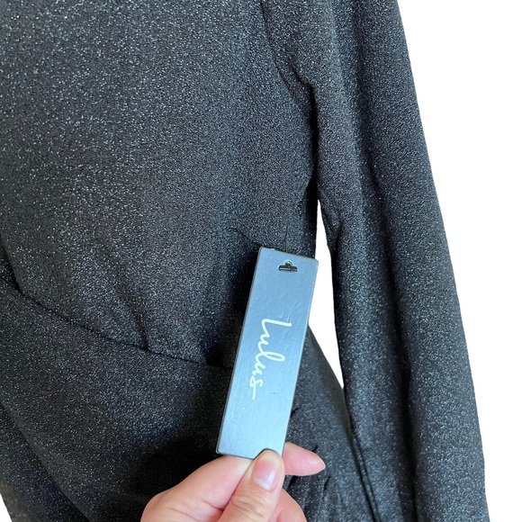 Lulus Brilliant Flash Shiny Black Asymmetrical Bodycon Dress Large - Picture 6 of 9